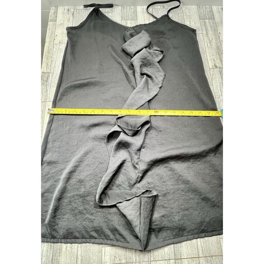 ZARA SLIP RUFFLE EFFECT SEXY MINI DRESS MED COMFY SOFT DARK GRAY FAIRY GRUNGE - Picture 11 of 12